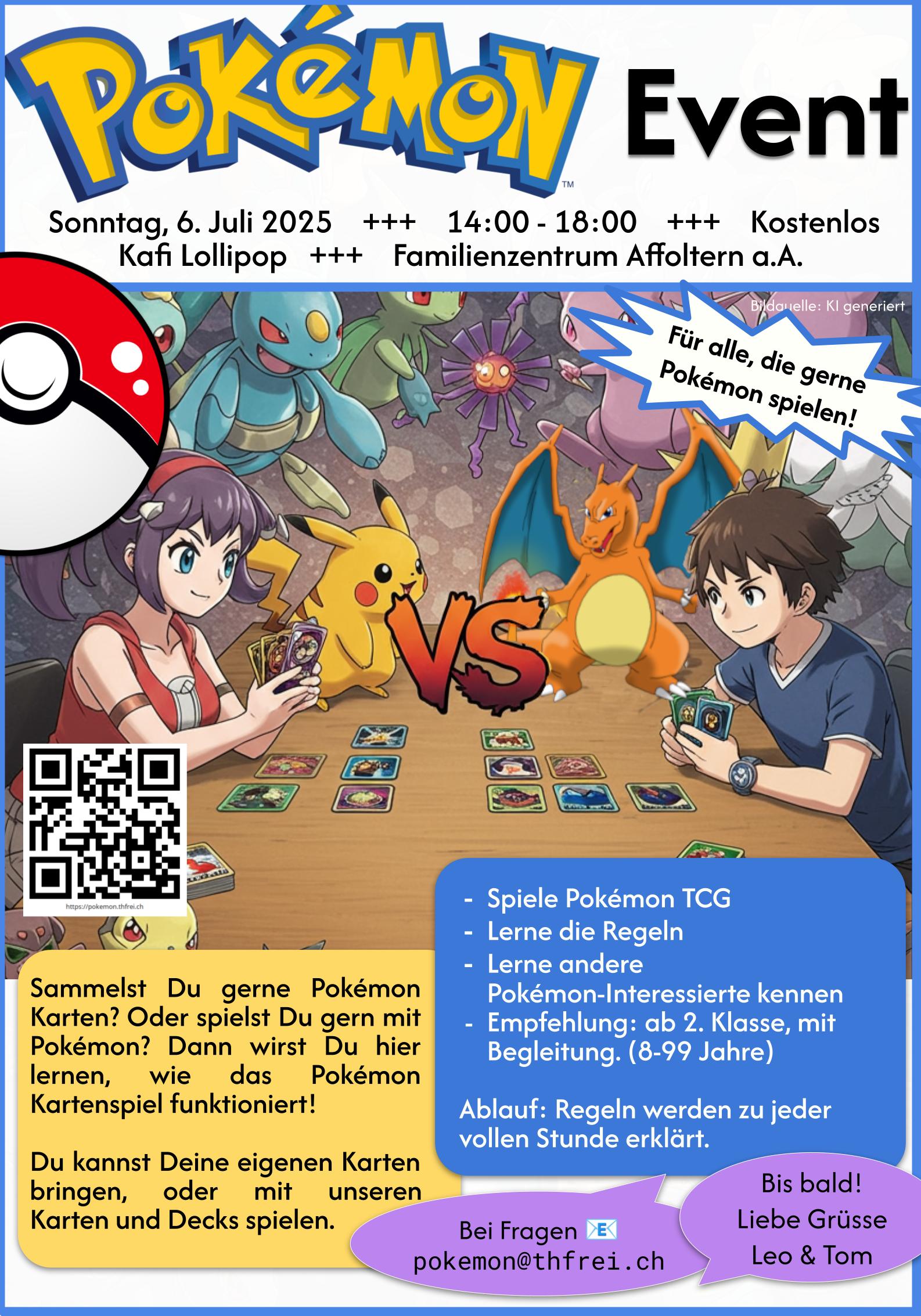 Poster für das Pokemon Event in Affoltern am Albis am 6. Juli